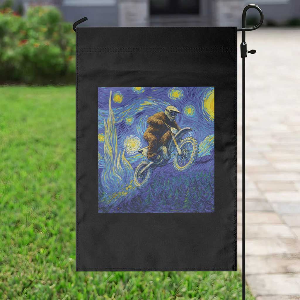 Bigfoot Dirt Bike Sasquatch Garden Flag Starry Night Van Gogh Biker - Wonder Print Shop