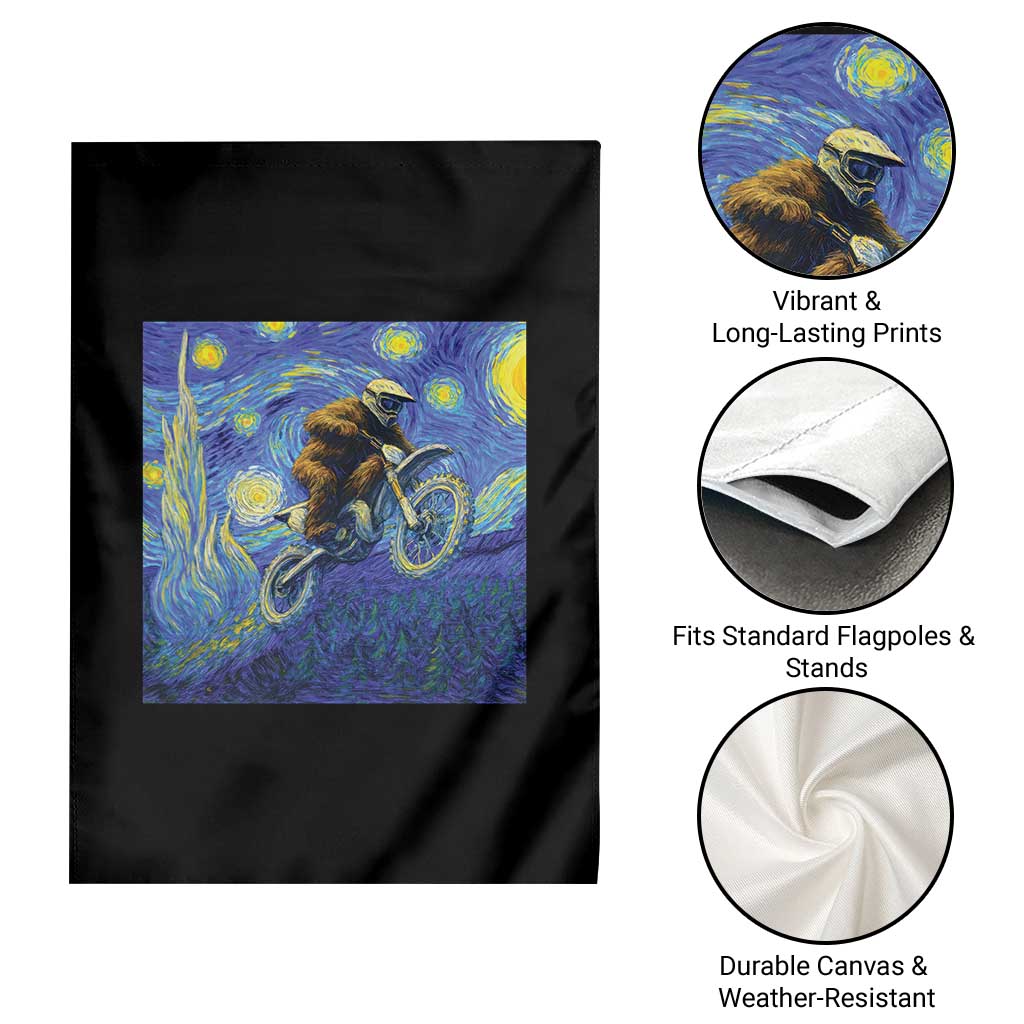 Bigfoot Dirt Bike Sasquatch Garden Flag Starry Night Van Gogh Biker - Wonder Print Shop