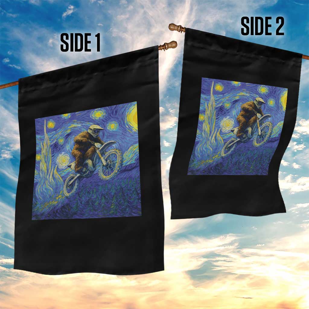 Bigfoot Dirt Bike Sasquatch Garden Flag Starry Night Van Gogh Biker - Wonder Print Shop