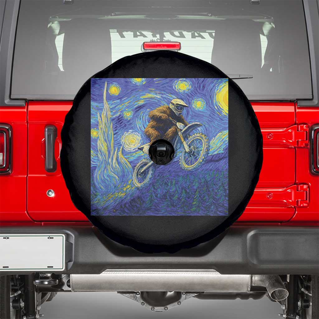 Bigfoot Dirt Bike Sasquatch Spare Tire Cover Starry Night Van Gogh Biker - Wonder Print Shop