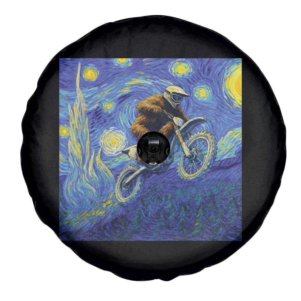 Bigfoot Dirt Bike Sasquatch Spare Tire Cover Starry Night Van Gogh Biker - Wonder Print Shop