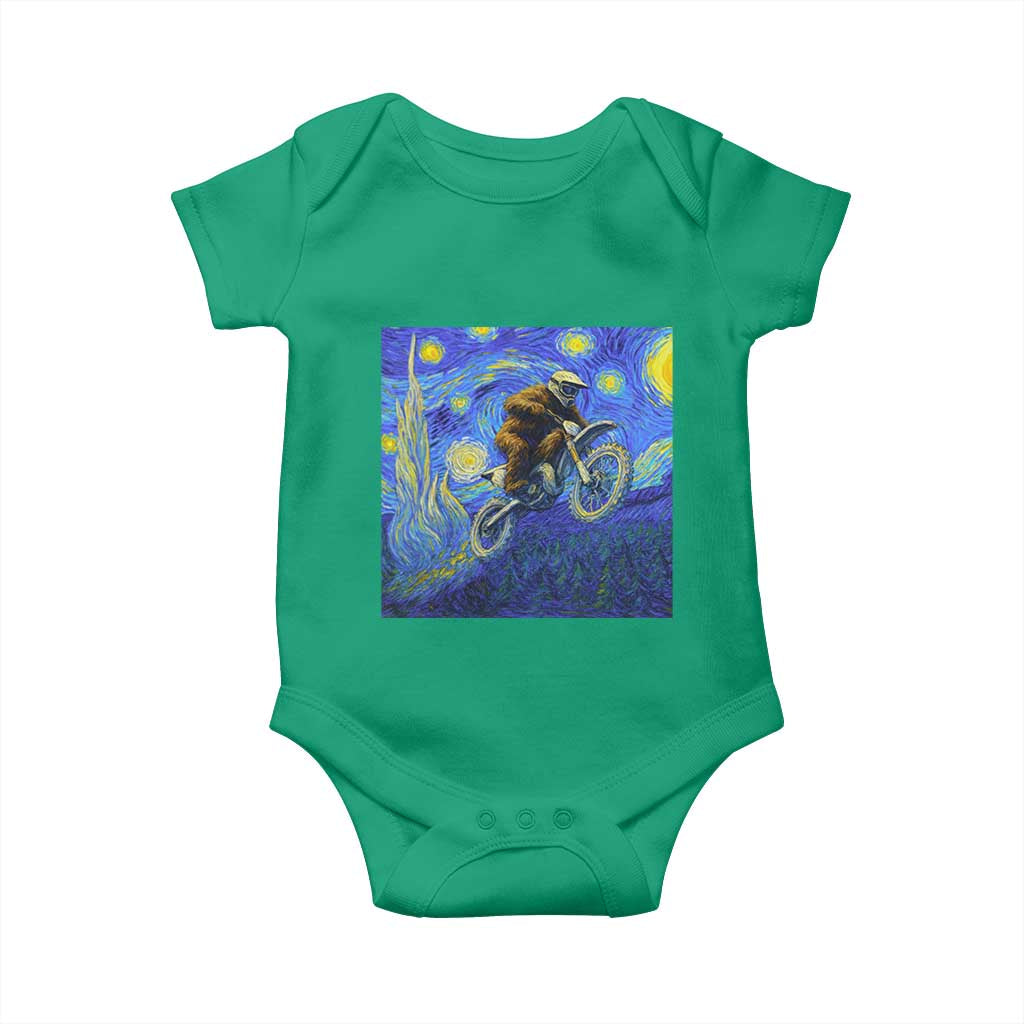 Bigfoot Dirt Bike Sasquatch Baby Onesie Starry Night Van Gogh Biker - Wonder Print Shop