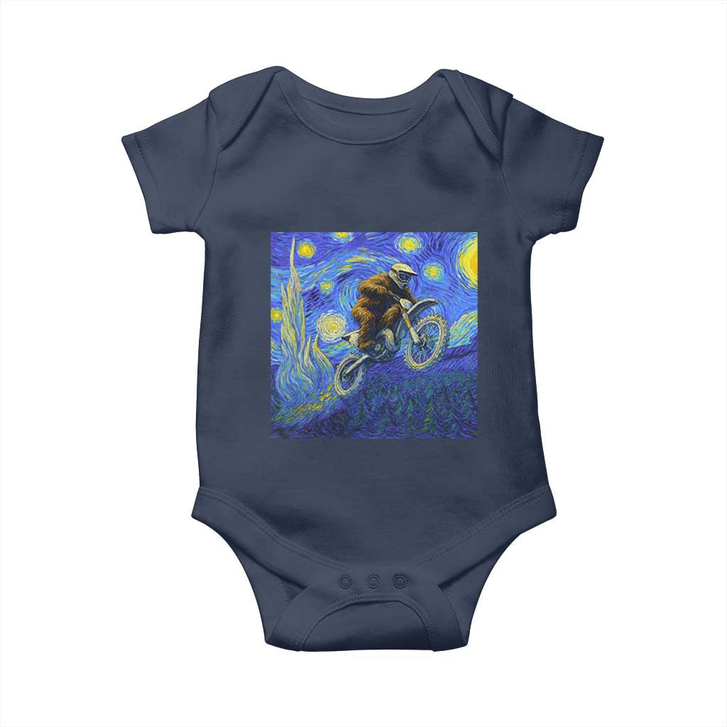 Bigfoot Dirt Bike Sasquatch Baby Onesie Starry Night Van Gogh Biker - Wonder Print Shop