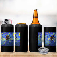 Bigfoot Dirt Bike Sasquatch 4 in 1 Can Cooler Tumbler Starry Night Van Gogh Biker