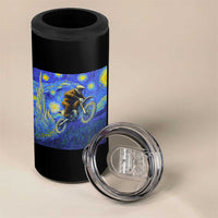 Bigfoot Dirt Bike Sasquatch 4 in 1 Can Cooler Tumbler Starry Night Van Gogh Biker