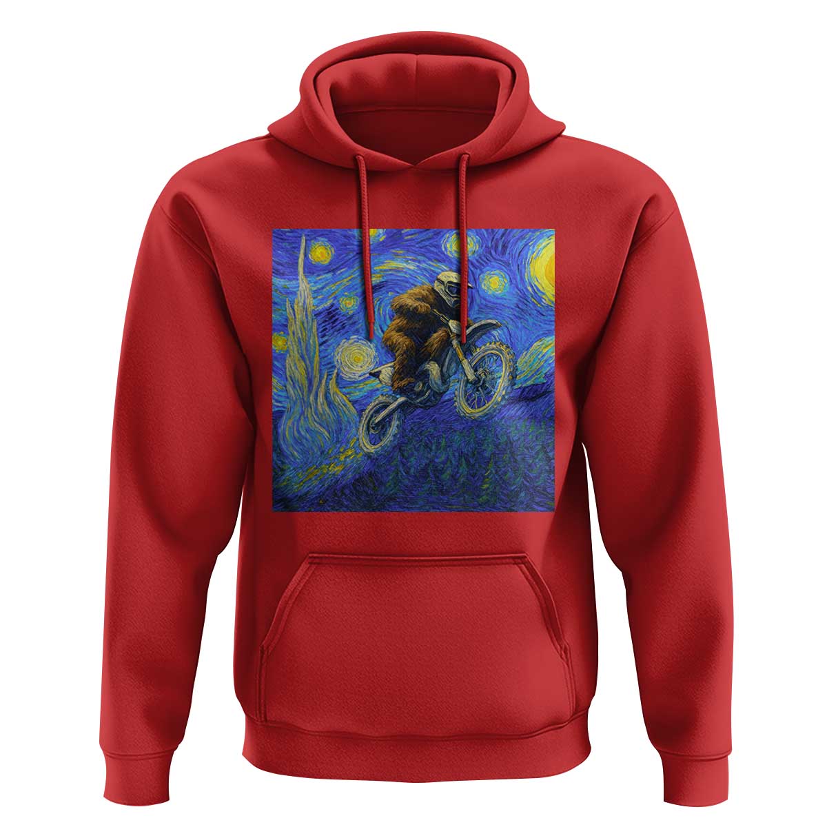 Bigfoot Dirt Bike Sasquatch Hoodie Starry Night Van Gogh Biker - Wonder Print Shop
