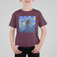 Bigfoot Dirt Bike Sasquatch T Shirt For Kid Starry Night Van Gogh Biker - Wonder Print Shop