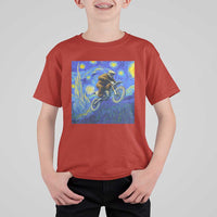Bigfoot Dirt Bike Sasquatch T Shirt For Kid Starry Night Van Gogh Biker - Wonder Print Shop