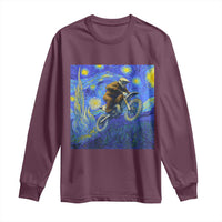 Bigfoot Dirt Bike Sasquatch Long Sleeve Shirt Starry Night Van Gogh Biker - Wonder Print Shop