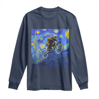 Bigfoot Dirt Bike Sasquatch Long Sleeve Shirt Starry Night Van Gogh Biker - Wonder Print Shop