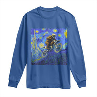 Bigfoot Dirt Bike Sasquatch Long Sleeve Shirt Starry Night Van Gogh Biker - Wonder Print Shop