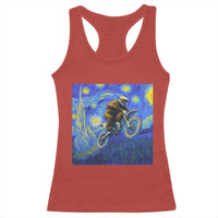 Bigfoot Dirt Bike Sasquatch Racerback Tank Top Starry Night Van Gogh Biker - Wonder Print Shop