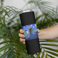 Bigfoot Dirt Bike Sasquatch Skinny Tumbler Starry Night Van Gogh Biker