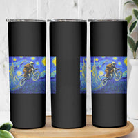 Bigfoot Dirt Bike Sasquatch Skinny Tumbler Starry Night Van Gogh Biker