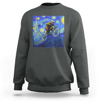 Bigfoot Dirt Bike Sasquatch Sweatshirt Starry Night Van Gogh Biker - Wonder Print Shop