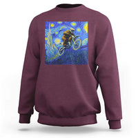 Bigfoot Dirt Bike Sasquatch Sweatshirt Starry Night Van Gogh Biker - Wonder Print Shop