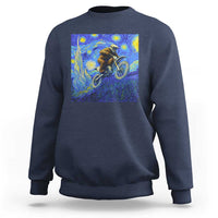 Bigfoot Dirt Bike Sasquatch Sweatshirt Starry Night Van Gogh Biker - Wonder Print Shop