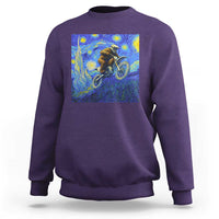 Bigfoot Dirt Bike Sasquatch Sweatshirt Starry Night Van Gogh Biker - Wonder Print Shop