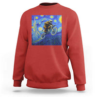 Bigfoot Dirt Bike Sasquatch Sweatshirt Starry Night Van Gogh Biker - Wonder Print Shop