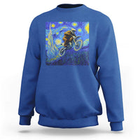 Bigfoot Dirt Bike Sasquatch Sweatshirt Starry Night Van Gogh Biker - Wonder Print Shop