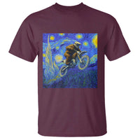 Bigfoot Dirt Bike Sasquatch T Shirt Starry Night Van Gogh Biker - Wonder Print Shop