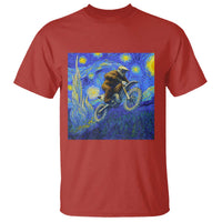 Bigfoot Dirt Bike Sasquatch T Shirt Starry Night Van Gogh Biker - Wonder Print Shop