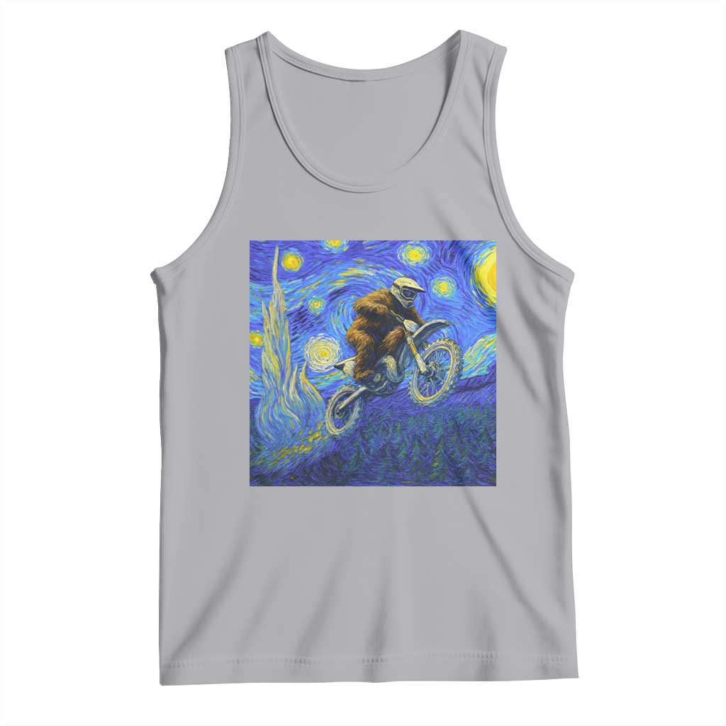 Bigfoot Dirt Bike Sasquatch Tank Top Starry Night Van Gogh Biker - Wonder Print Shop