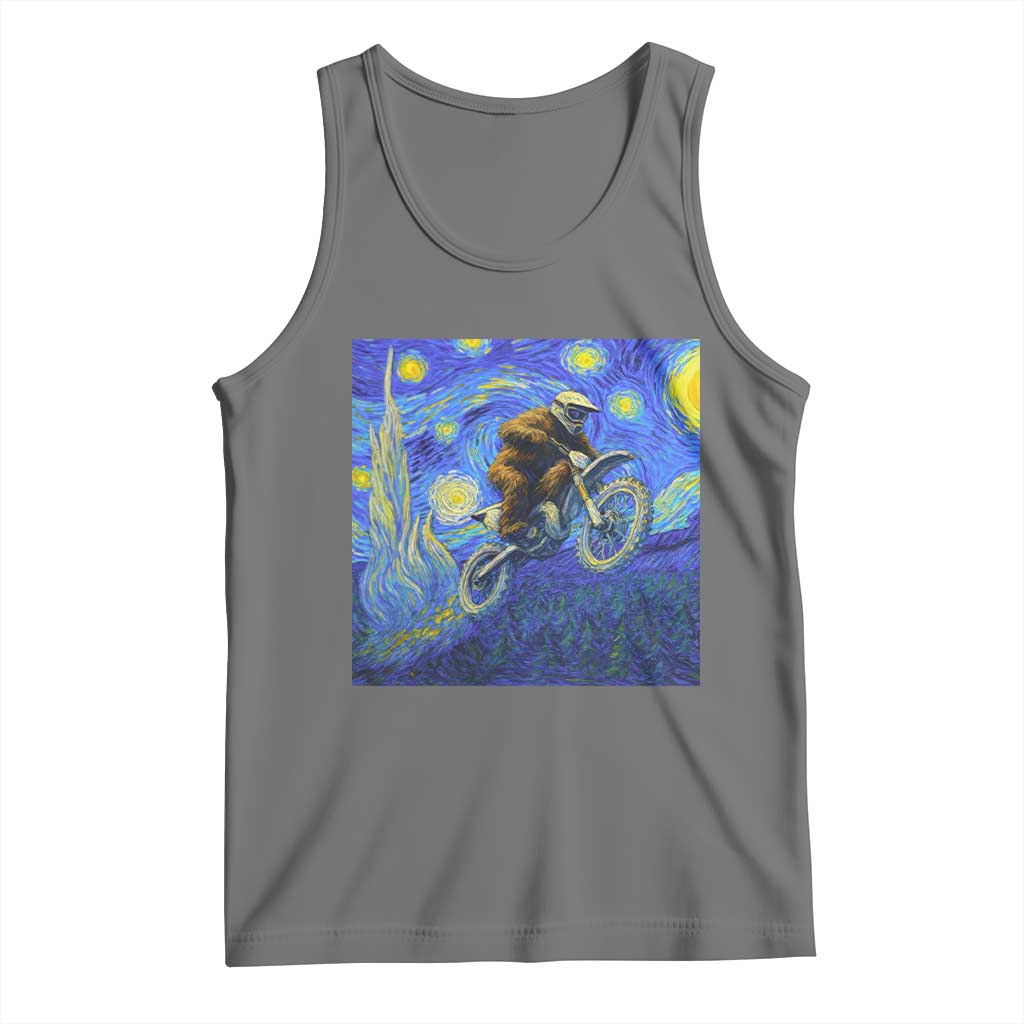 Bigfoot Dirt Bike Sasquatch Tank Top Starry Night Van Gogh Biker - Wonder Print Shop