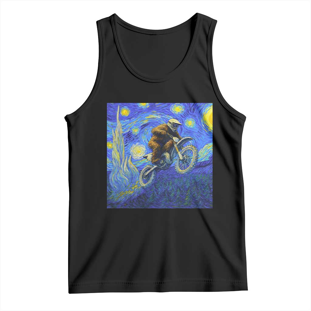 Bigfoot Dirt Bike Sasquatch Tank Top Starry Night Van Gogh Biker - Wonder Print Shop