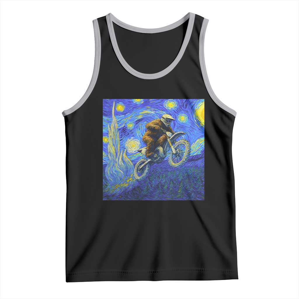 Bigfoot Dirt Bike Sasquatch Tank Top Starry Night Van Gogh Biker - Wonder Print Shop