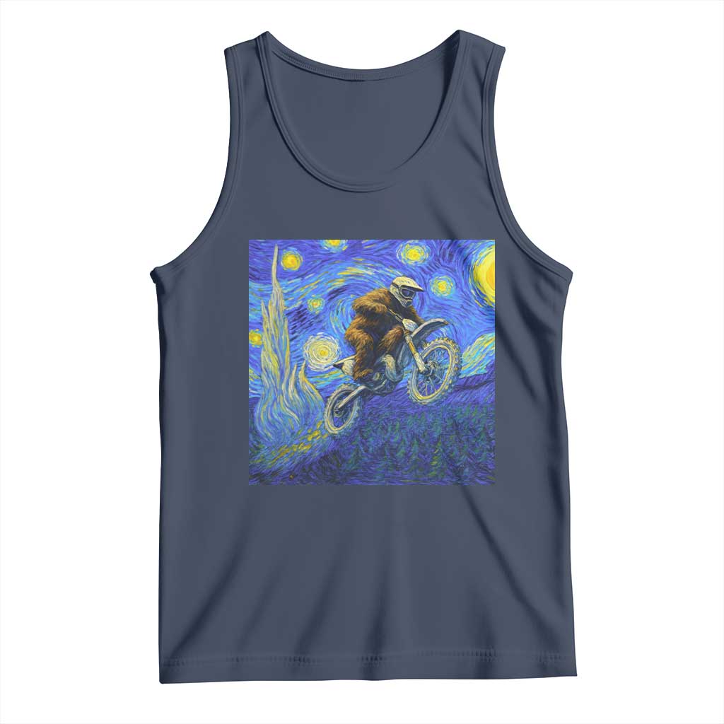 Bigfoot Dirt Bike Sasquatch Tank Top Starry Night Van Gogh Biker - Wonder Print Shop