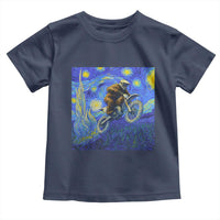 Bigfoot Dirt Bike Sasquatch Toddler T Shirt Starry Night Van Gogh Biker - Wonder Print Shop