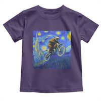 Bigfoot Dirt Bike Sasquatch Toddler T Shirt Starry Night Van Gogh Biker - Wonder Print Shop