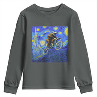 Bigfoot Dirt Bike Sasquatch Youth Sweatshirt Starry Night Van Gogh Biker - Wonder Print Shop
