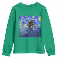 Bigfoot Dirt Bike Sasquatch Youth Sweatshirt Starry Night Van Gogh Biker - Wonder Print Shop