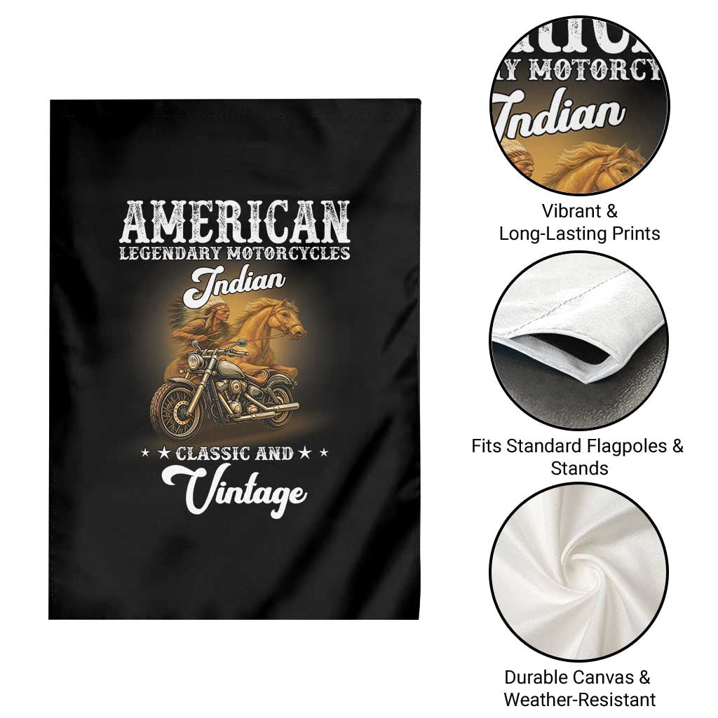 Native American Motorcycle Indian Bikers Club Classic And Vintage Garden Flag - Wonder Print Shop
