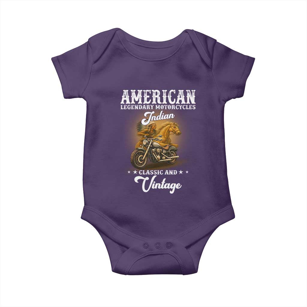 Native American Motorcycle Indian Bikers Club Classic And Vintage Baby Onesie - Wonder Print Shop