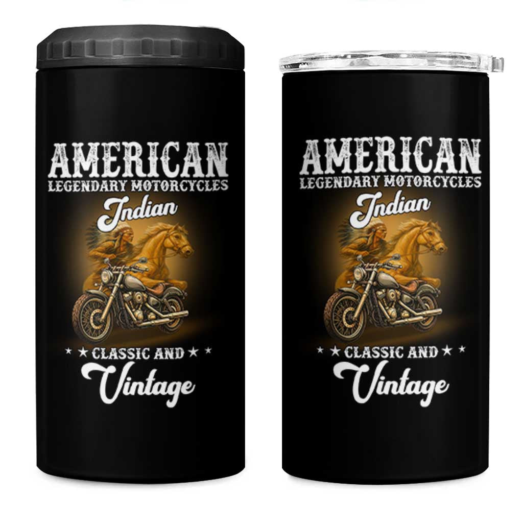 Native American Motorcycle Indian Bikers Club Classic And Vintage 4 in 1 Can Cooler Tumbler