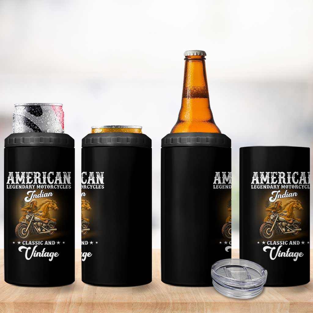 Native American Motorcycle Indian Bikers Club Classic And Vintage 4 in 1 Can Cooler Tumbler