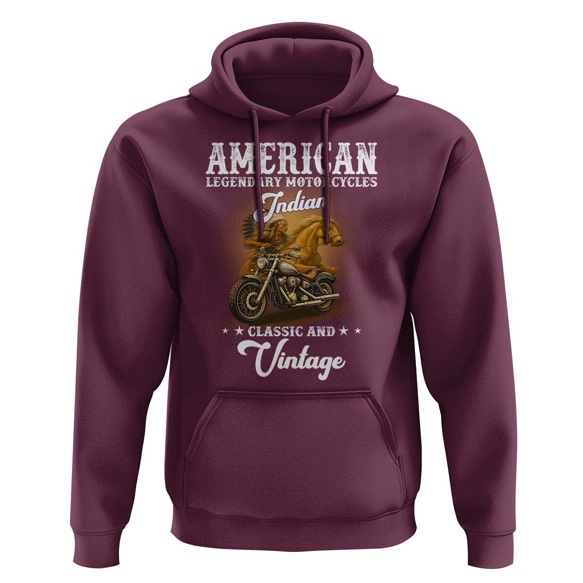 Native American Motorcycle Indian Bikers Club Classic And Vintage Hoodie - Wonder Print Shop