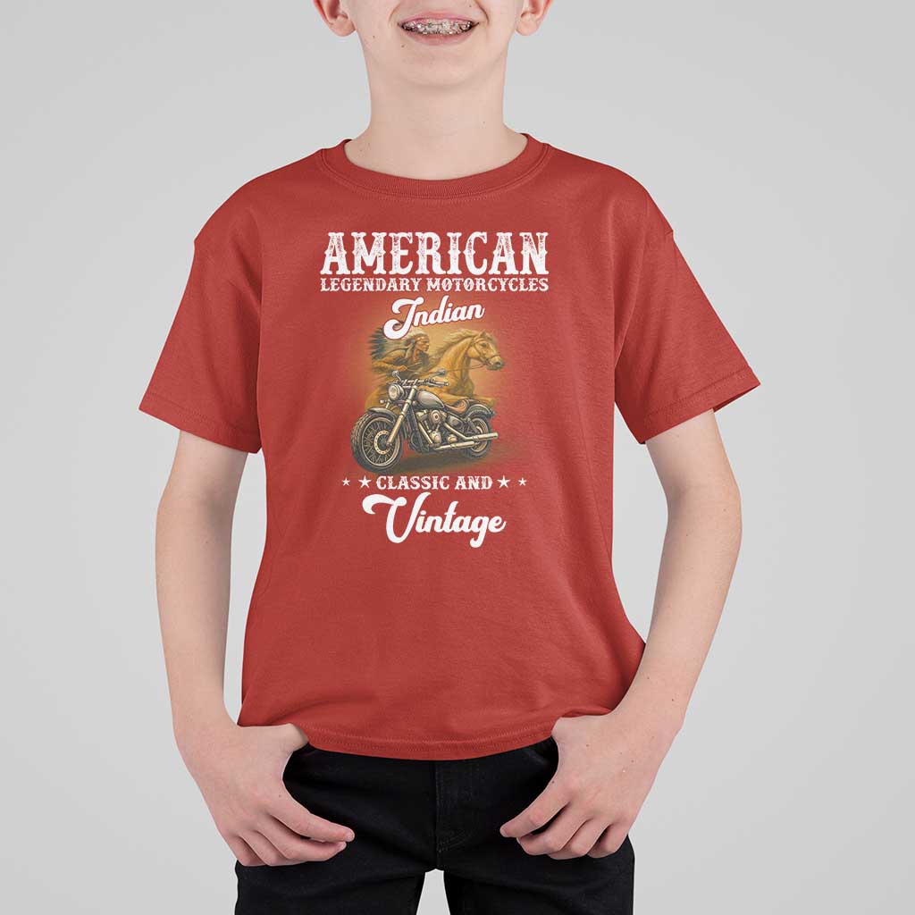Native American Motorcycle Indian Bikers Club Classic And Vintage T Shirt For Kid - Wonder Print Shop