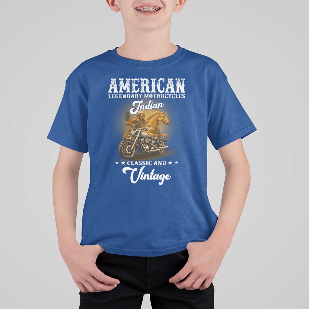 Native American Motorcycle Indian Bikers Club Classic And Vintage T Shirt For Kid - Wonder Print Shop