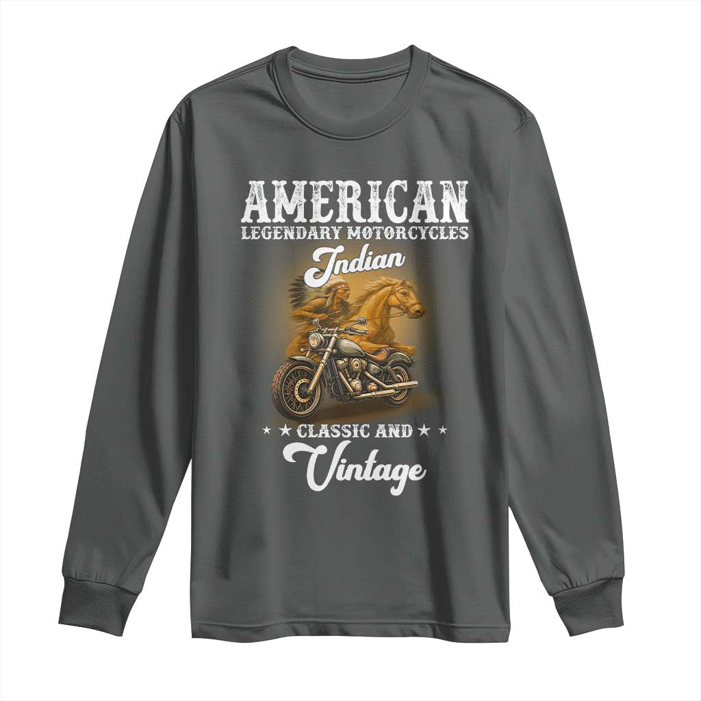 Native American Motorcycle Indian Bikers Club Classic And Vintage Long Sleeve Shirt - Wonder Print Shop