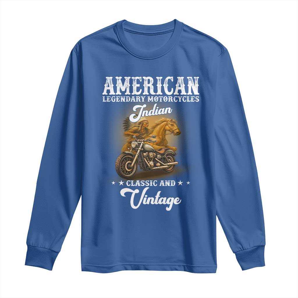 Native American Motorcycle Indian Bikers Club Classic And Vintage Long Sleeve Shirt - Wonder Print Shop