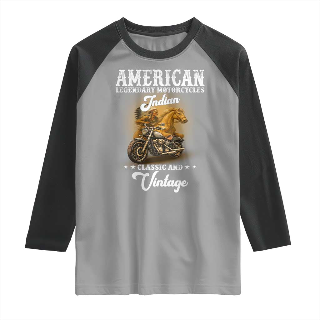 Native American Motorcycle Indian Bikers Club Classic And Vintage Raglan Shirt - Wonder Print Shop