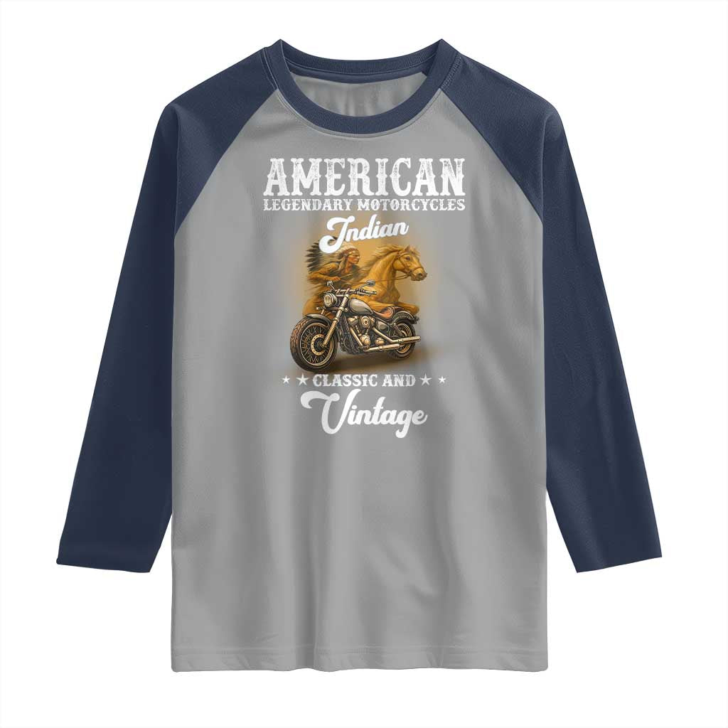 Native American Motorcycle Indian Bikers Club Classic And Vintage Raglan Shirt - Wonder Print Shop