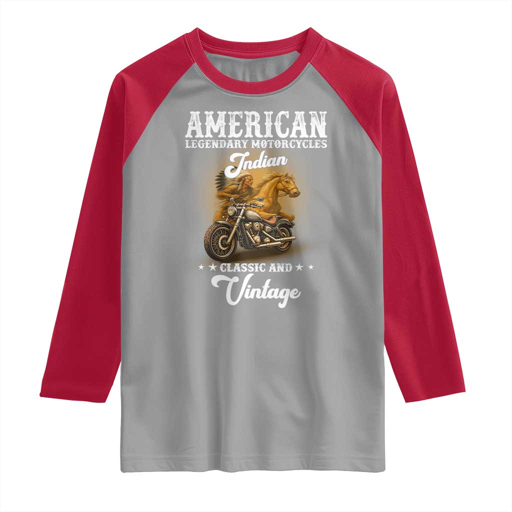 Native American Motorcycle Indian Bikers Club Classic And Vintage Raglan Shirt - Wonder Print Shop