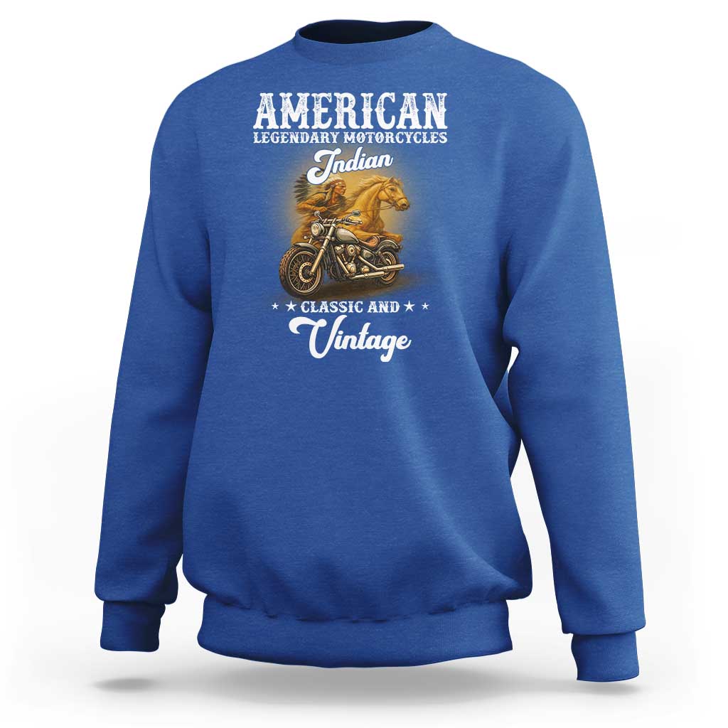 Native American Motorcycle Indian Bikers Club Classic And Vintage Sweatshirt - Wonder Print Shop