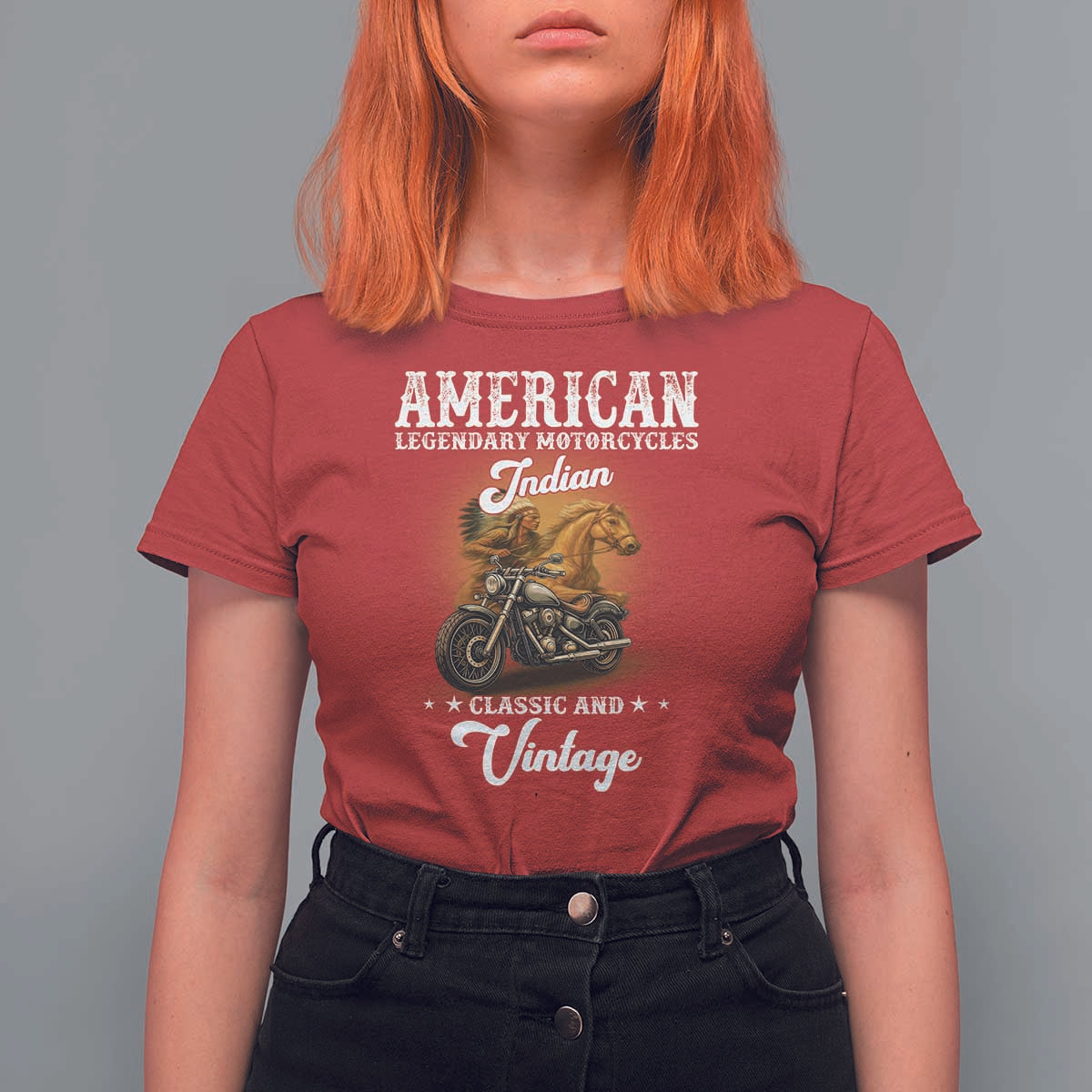Native American Motorcycle Indian Bikers Club Classic And Vintage T Shirt For Women - Wonder Print Shop