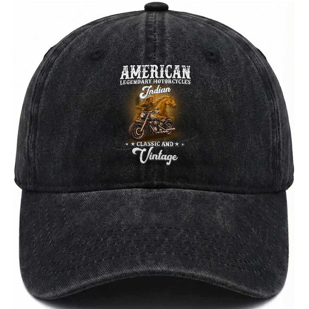 Native American Motorcycle Indian Bikers Club Classic And Vintage Washed Cotton Baseball Cap